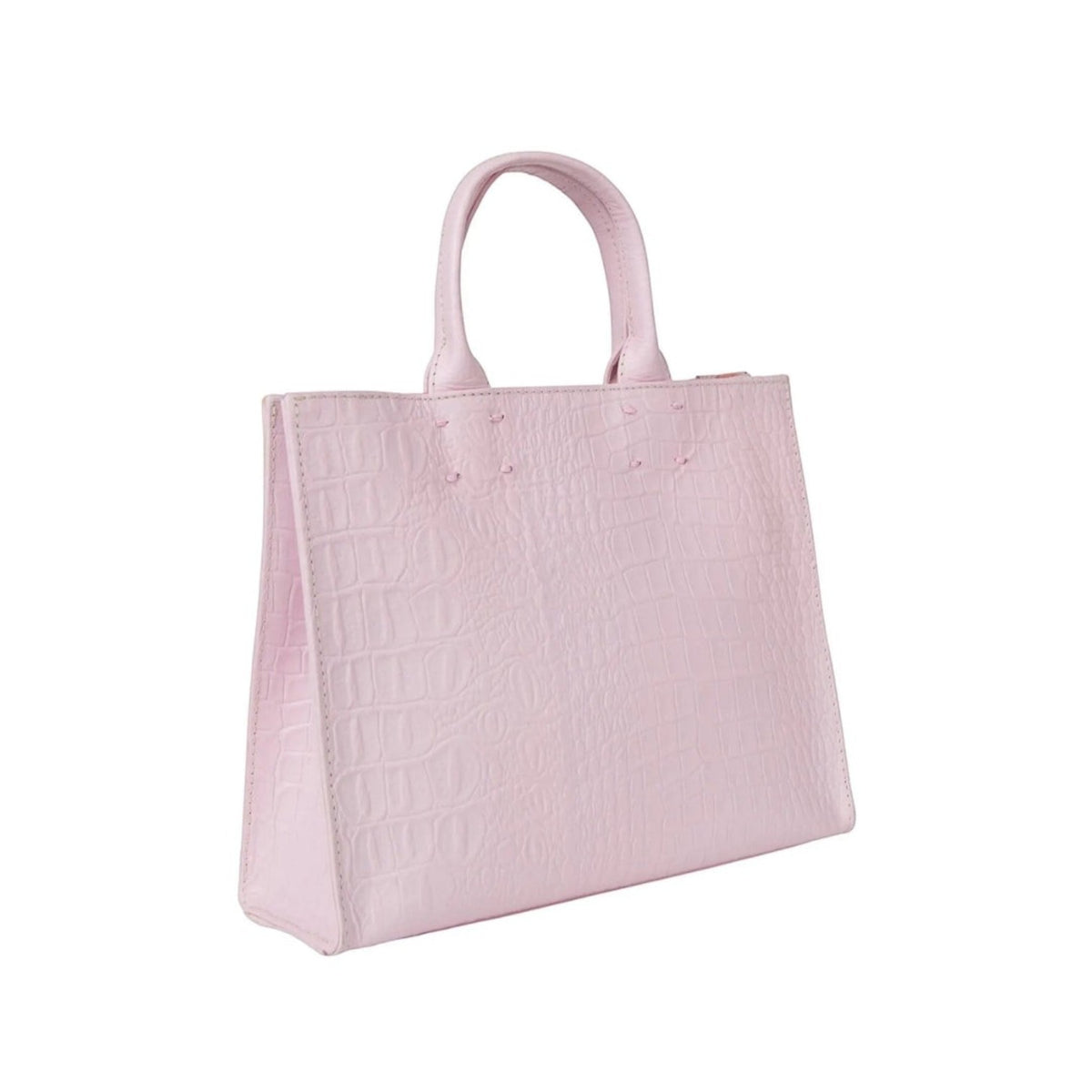 Shop Sarah Stewart Adelaide handbag in light pink embossed goat skin leather with a classic structured tote design.