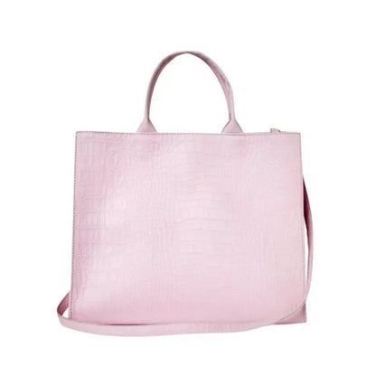 Shop Sarah Stewart Adele handbag in light pink embossed croc lambskin leather with structured frame and shoulder strap