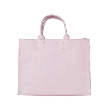 Shop Sarah Stewart Adelaide handbag in light pink embossed goat skin leather with a classic structured design.