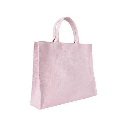 Shop Sarah Stewart Adele handbag in light pink embossed croc lambskin leather with a structured tote silhouette.