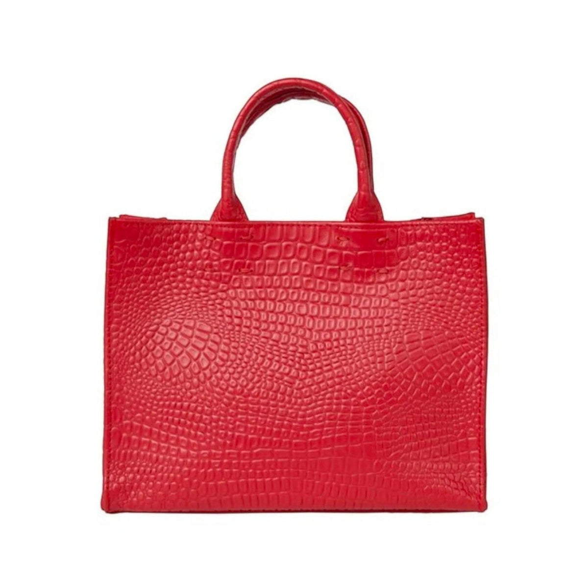 Shop Sarah Stewart Adele handbag in red embossed croc lambskin leather with structured silhouette and top handles.