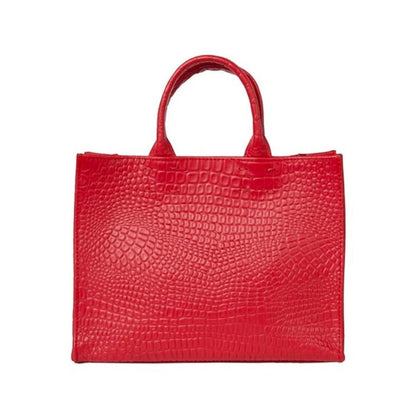 Shop Sarah Stewart Adele handbag in red embossed croc lambskin leather with structured silhouette and top handles.