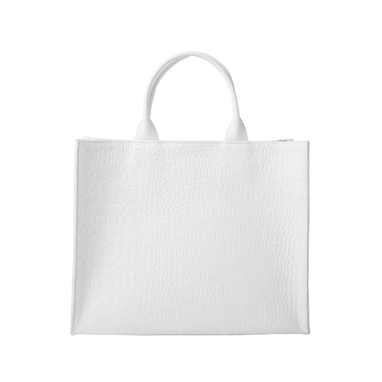 Shop Sarah Stewart Adele handbag in white embossed croc lambskin leather with a structured square silhouette.