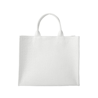 Shop Sarah Stewart Adele handbag in white embossed croc lambskin leather with a structured square silhouette.